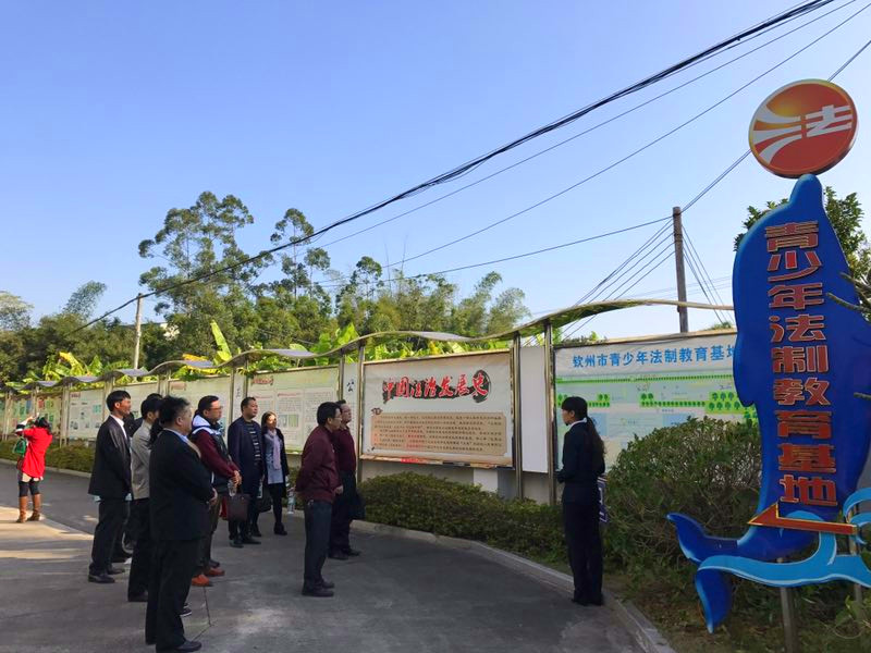 庭审结束,钦南区人大代表、政协委员及律师代表参观我市钦州市青少年法制教育基地。